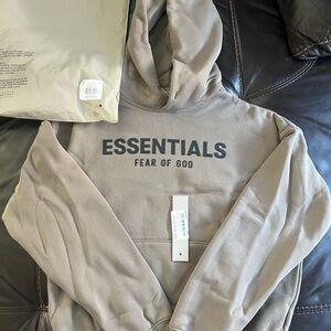 Kids Fear of God Essentials Hoodie in Taupe